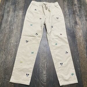 Disney‎ Janie And Jack Kids Khaki Pants Mickey Mouse Embroidery Sz 8